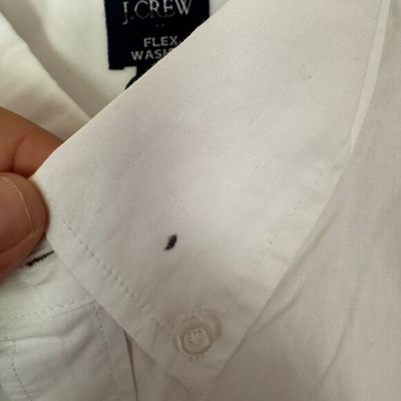 J.Crew Slim Untucked Flex Washed Casual Shirt SZ L White Long Sleeve Button Down - Picture 5 of 9
